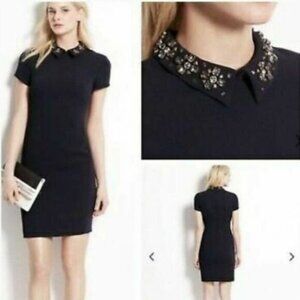 Ann Taylor Jeweled Peter Pan Collar Sheath Dress Size 4‎